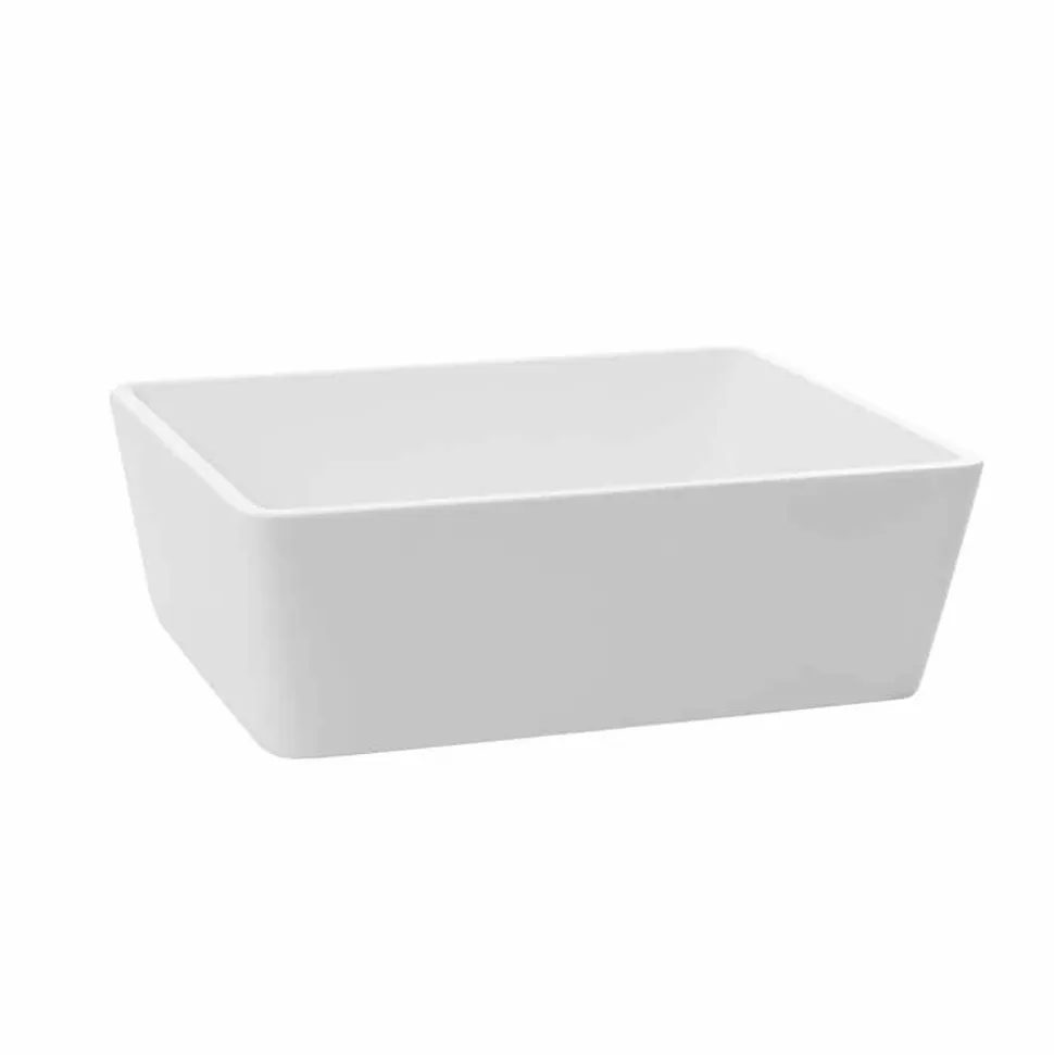 Lavabo Bagno da Appoggio in Solid Surface Bianco con Scarico Nascosto - Sider