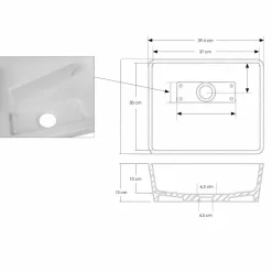 Lavabo Bagno da Appoggio in Solid Surface Bianco con Scarico Nascosto - Sider