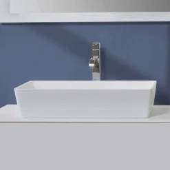 Lavabo Bagno da Appoggio Rettangolare in Solid Surface Finitura Bianca - Sider