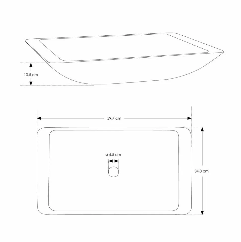 Lavabo Bagno da Appoggio Rettangolare in Solid Surface Bianco - Albertina