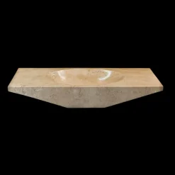 Lavabo bagno di design da appoggio in pietra bianca Vox, fatto a mano