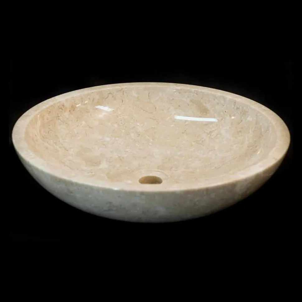 Lavabo bagno di design da appoggio in pietra naturale bianca Ziva