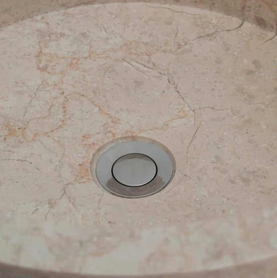 Lavabo Bagno Freestanding in Marmo Finitura Avorio Forma Cilindrica - Cremino