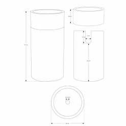 Lavabo Bagno Freestanding in Marmo Finitura Avorio Forma Cilindrica - Cremino