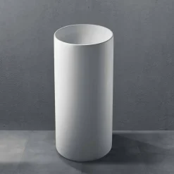 Lavabo Bagno Freestanding in Resina Bianca dalla Forma Cilindrica - Libertino
