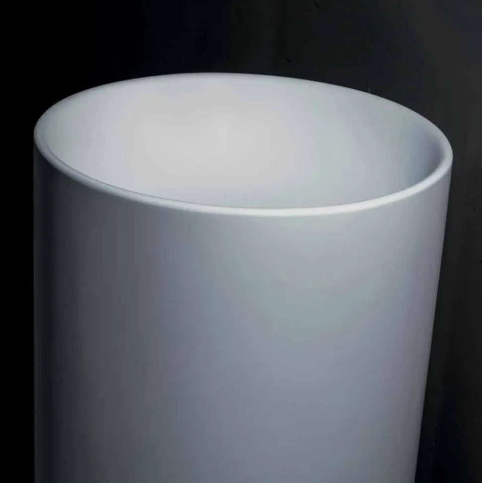 Lavabo Bagno Freestanding in Resina Bianca dalla Forma Cilindrica - Libertino