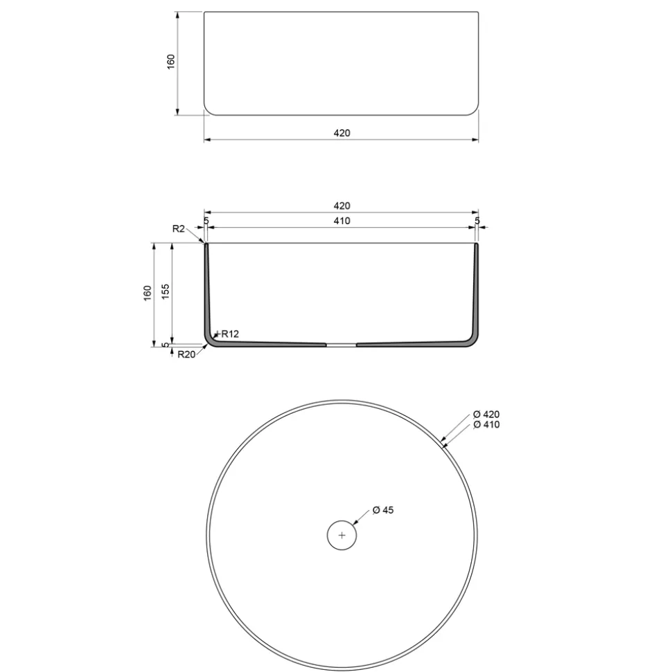 Lavabo Bagno in Argilla con Interno Smaltato Made in Italy - Tatiana