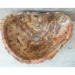 Lavabo bagno in legno fossile da appoggio Star, pezzo unico di design