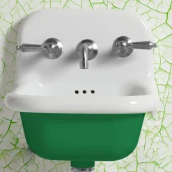 Lavabo Bagno Quadrato a Sospensione in Ceramica Bianca e Colorata - Meridiano