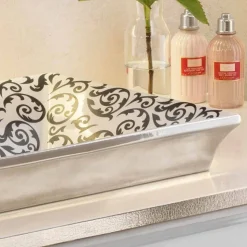 Lavabo bagno semincasso decorato a mano in fire clay made Italy, Guido