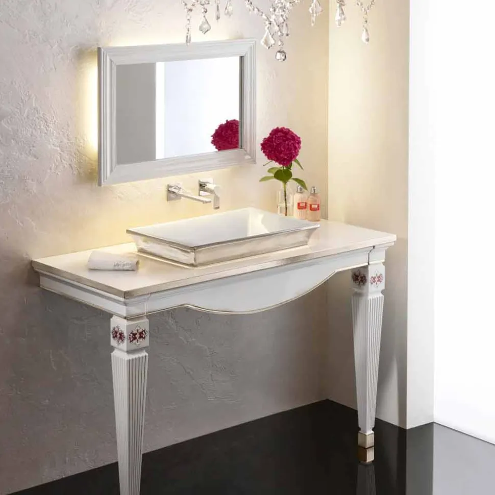 Lavabo bagno semincasso in fire clay e platino fatto in Italia, Guido
