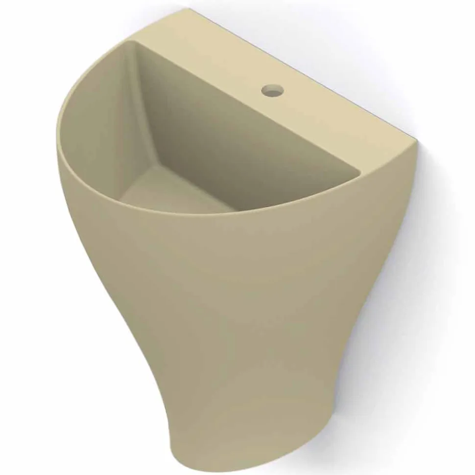 Lavabo bagno sospeso moderno in ceramica fatto in Italia, Fiorello