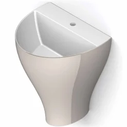 Lavabo bagno sospeso moderno in ceramica fatto in Italia, Fiorello