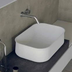 Lavabo Bianco Alto Rettangolare da Bagno Moderno di Design da Appoggio - Tulyp2