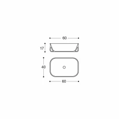 Lavabo Bianco Alto Rettangolare da Bagno Moderno di Design da Appoggio - Tulyp2