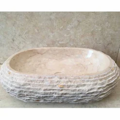 Lavabo bianco da appoggio ovale Cora, pezzo unico fatto a mano
