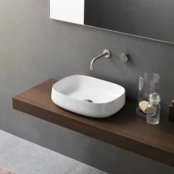 Lavabo Bianco di Design Moderno in Ceramica da Appoggio Made in Italy - Tune2