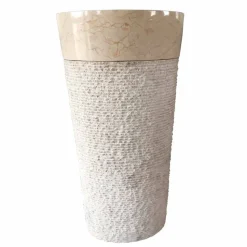 Lavabo bianco in pietra naturale a colonna Siro design, pezzo unico