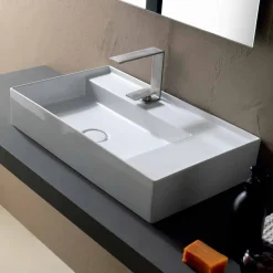 Lavabo ceramica da appoggio design moderno made in Italy Sun 65x40 cm