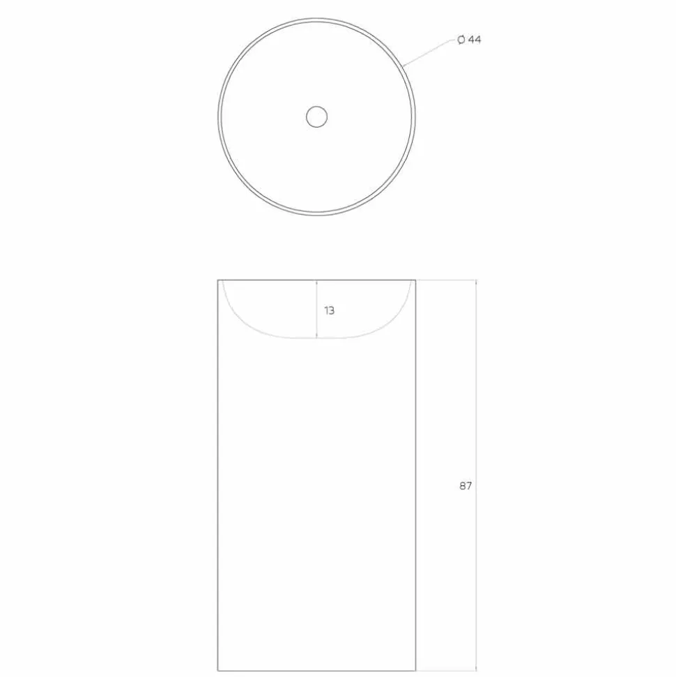 Lavabo cilindrico freestanding da terra prodotto in Italia, Rumo