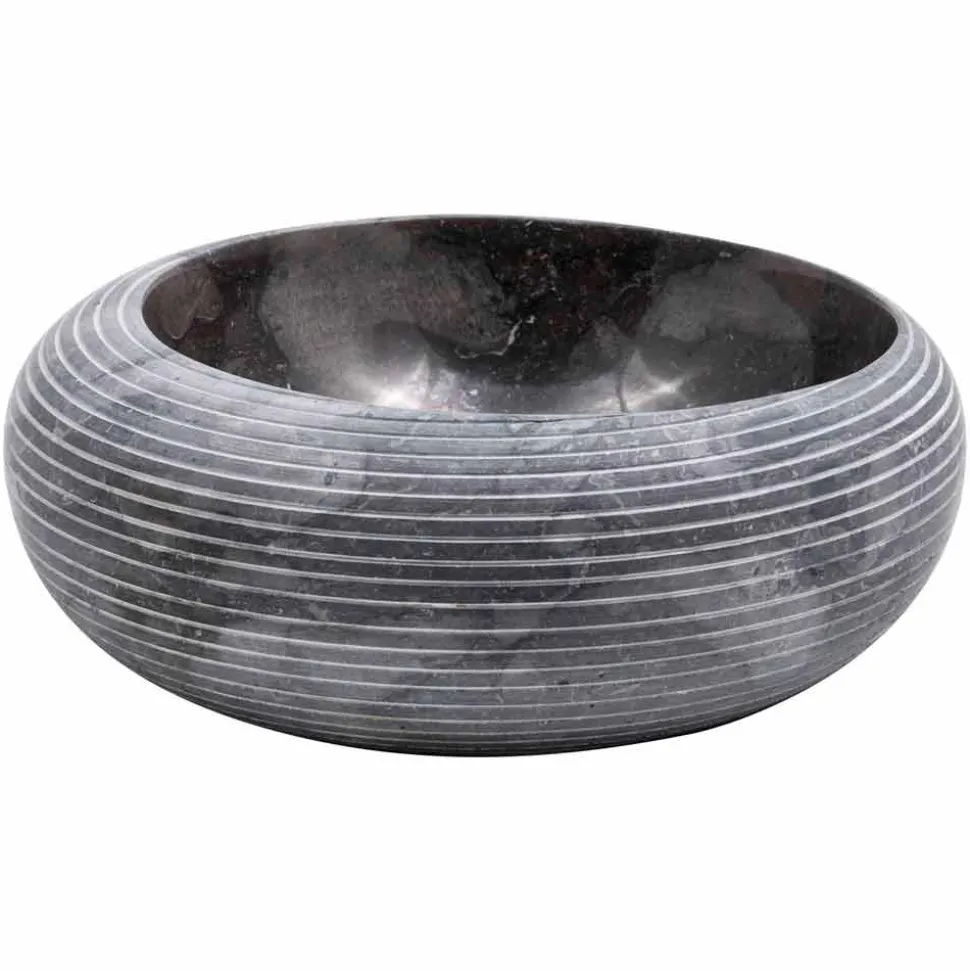 Lavabo circolare da appoggio di design in marmo fatto a mano, Bubbio