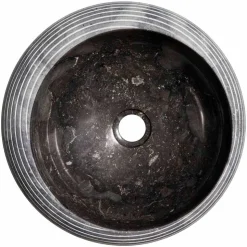 Lavabo circolare da appoggio di design in marmo fatto a mano, Bubbio