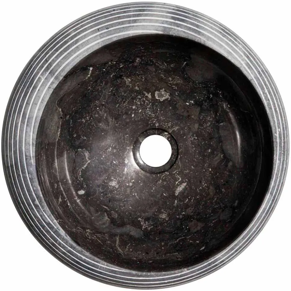 Lavabo circolare da appoggio di design in marmo fatto a mano, Bubbio