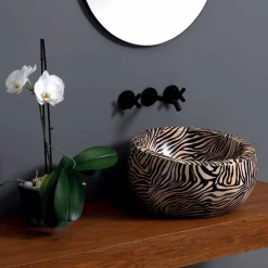 Lavabo circolare moderno da appoggio in ceramica made in Italy Elisa