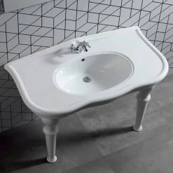 Lavabo con Gambe o Senza in Ceramica L 110cm, di Design Avise