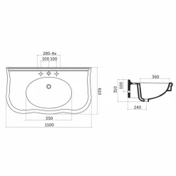 Lavabo con Gambe o Senza in Ceramica L 110cm, di Design Avise