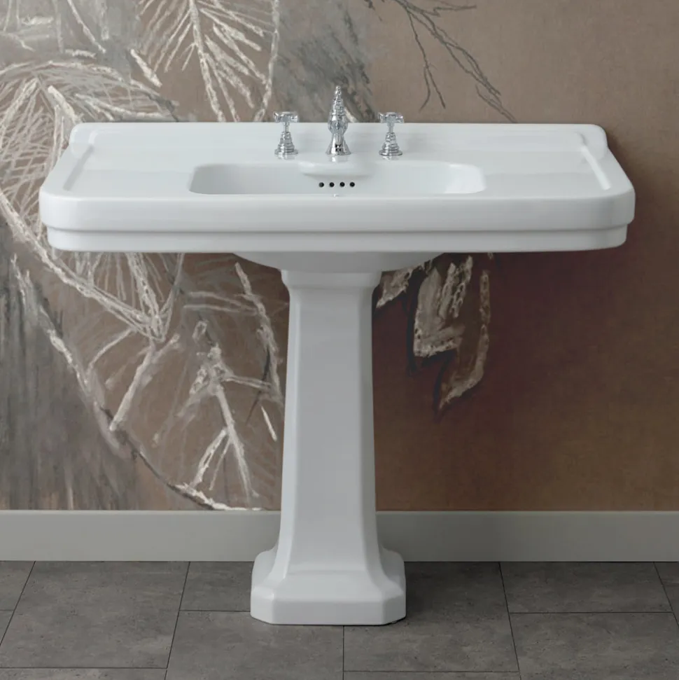 Lavabo Consolle a Colonna in Ceramica Lavorata a Mano L 104 cm - Wollie