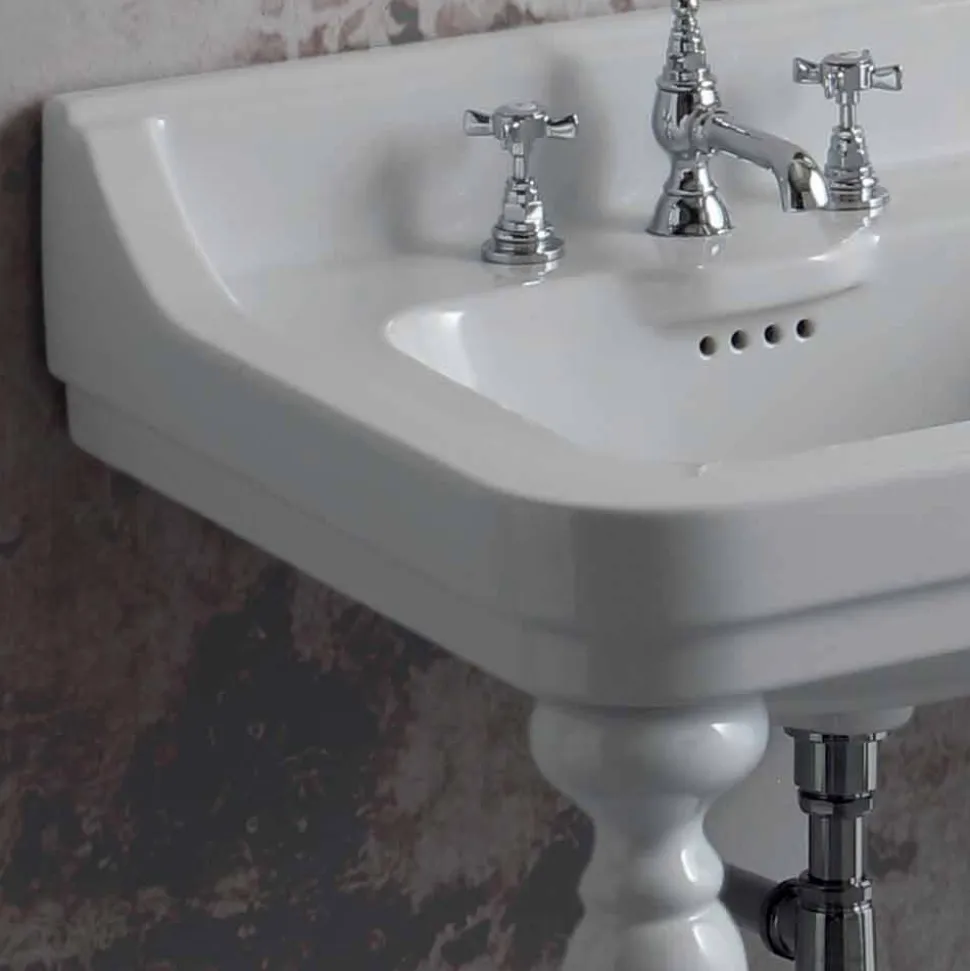 Lavabo consolle classico a doppia vasca in ceramica made Italy, Swami