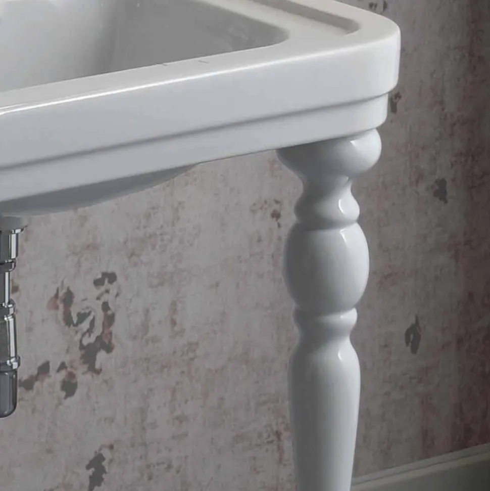 Lavabo consolle classico a doppia vasca in ceramica made Italy, Swami