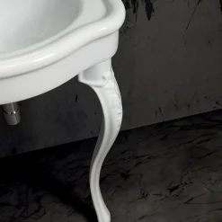 Lavabo Consolle Classico in Ceramica Bianca L 120 cm Made in Italy - Magda