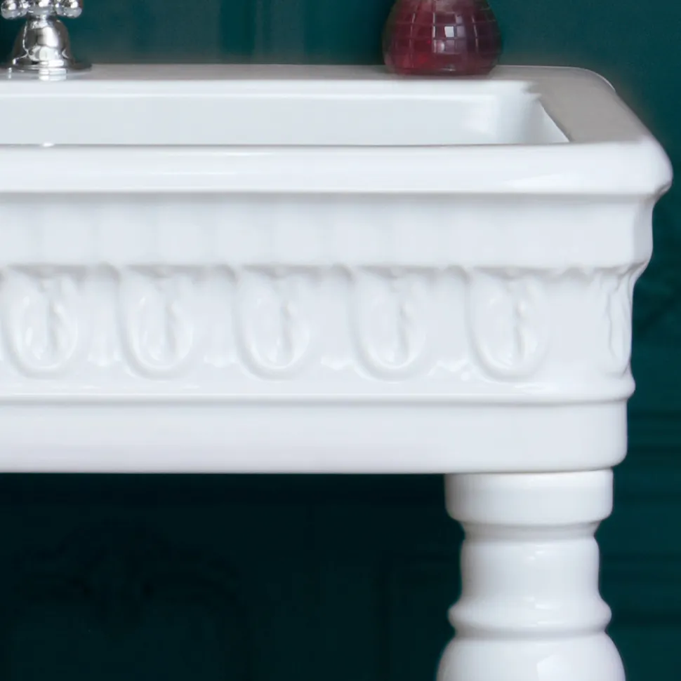 Lavabo Consolle Classico in Ceramica Lavorata a Mano L 100 cm - Areta