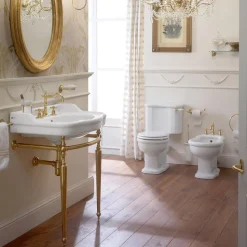 Lavabo Consolle con Doppia Vasca in Ceramica, Made in Italy Vintage - Paulina