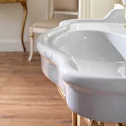Lavabo Consolle con Doppia Vasca in Ceramica, Made in Italy Vintage - Paulina