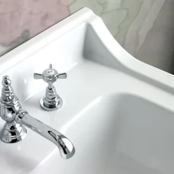Lavabo Consolle in Ceramica Bianca con Doppia Vasca L 125 cm - Wollie