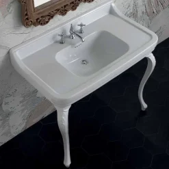 Lavabo consolle in ceramica bianco di design classico made Italy,Swami