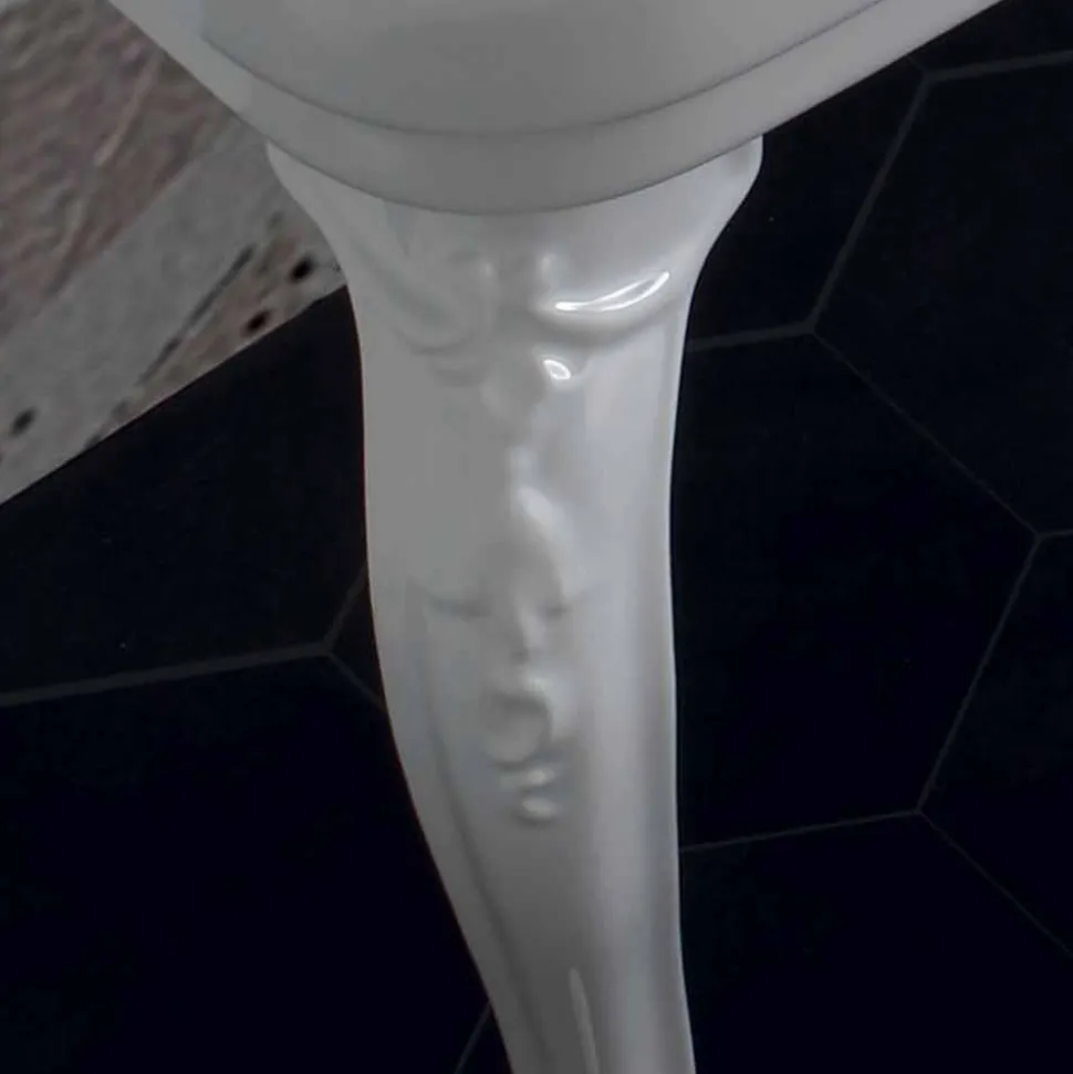 Lavabo consolle in ceramica bianco di design classico made Italy,Swami