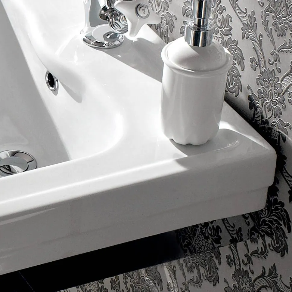 Lavabo Consolle L 65 cm in Ceramica con Piedi in Metallo, Stile Vintage - Marwa