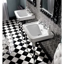 Lavabo Consolle L 65 cm in Ceramica con Piedi in Metallo, Stile Vintage - Marwa
