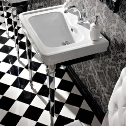 Lavabo Consolle L 65 cm in Ceramica con Piedi in Metallo, Stile Vintage - Marwa