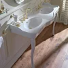Lavabo Consolle Vintage Doppia Vasca e Piedi in Ceramica Made in Italy - Paulina