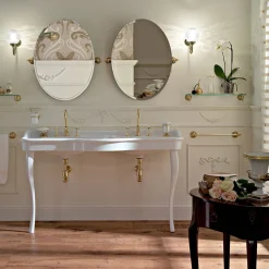 Lavabo Consolle Vintage Doppia Vasca e Piedi in Ceramica Made in Italy - Paulina