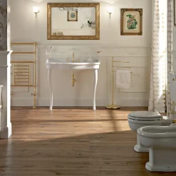 Lavabo Consolle Vintage Doppia Vasca e Piedi in Ceramica Made in Italy - Paulina