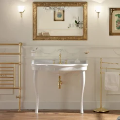 Lavabo Consolle Vintage Doppia Vasca e Piedi in Ceramica Made in Italy - Paulina