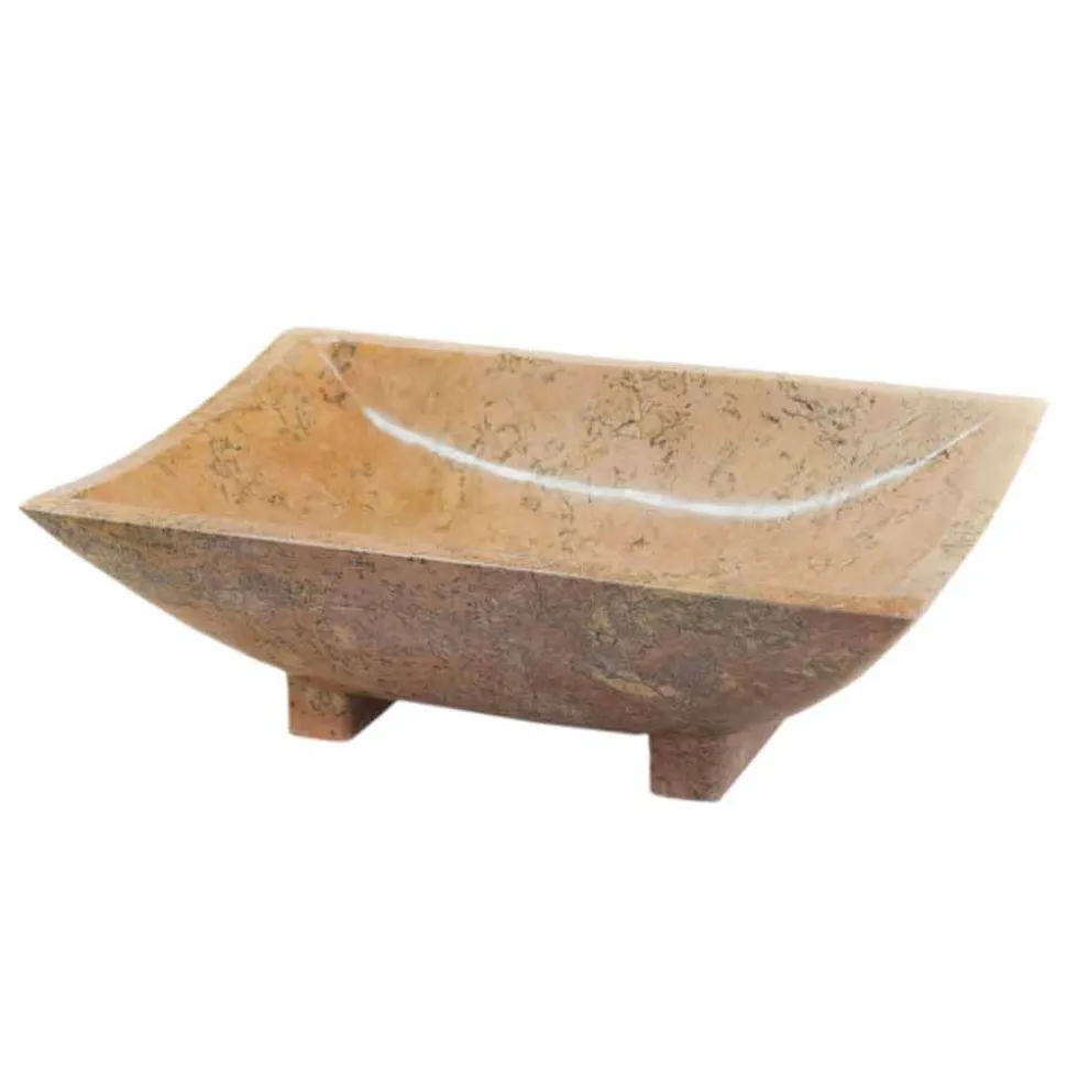 Lavabo da appoggio bagno di design in pietra Iria, fatto a mano