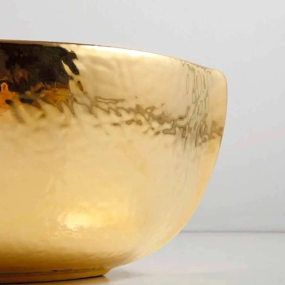 Lavabo da appoggio ceramica platino e oro di design made Italy Oscar