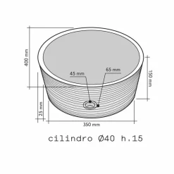 Lavabo da Appoggio Cilindrico in Marmo Nero Ampat